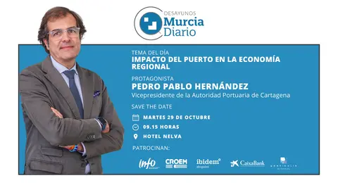 Pedro Pablo Hern&aacute;ndez es el invitado del pr&oacute;ximo Desayuno Murcia Diario de este mes de octubre.