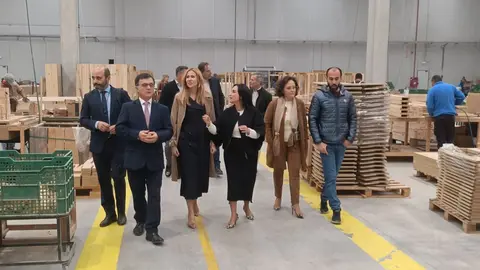 La consejera, Marisa L&oacute;pez Arag&oacute;n, durante la visita a una de las empresas del mueble. (CARM)