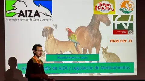 Ricardo Navarro, veterinario de Terra Natura Murcia, durante su intervenci&oacute;n en el congreso. (Portavoz)