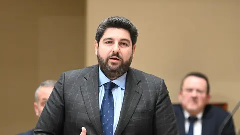 El presidente de la Comunidad, Fernando L&oacute;pez Miras, durante el Pleno de la Asamblea Regional. (CARM)