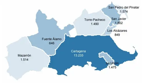 Infograf&iacute;a con los desempleados en la Comarca del Campo de Cartagena. (COEC)