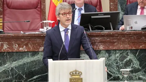 Imagen de archivo de la comparecencia en la Asamblea del consejero de Econom&iacute;a, Luis Alberto Mar&iacute;n. (CARM)