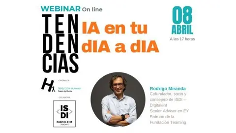 Cartel del webinar Tendencias DH: &lsquo;IA en tu dIA a dIA&rsquo;. (Direcci&oacute;n Humana)