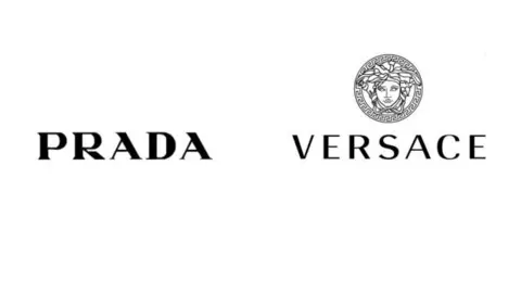 Logos de Prada y Versace.