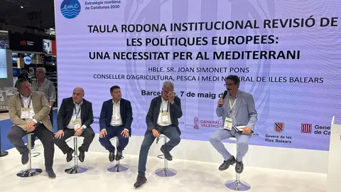 El director general de Producci&oacute;n Agr&iacute;cola, Ganadera y Pesquera, Juan Pedro Vera, (en el centro), durante el encuentro de directores generales de pesca del Mediterr&aacute;neo. (CARM)