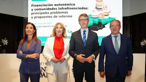 Los consejeros de Hacienda de la Comunidad Valenciana, Ruth Merino; Andaluc&iacute;a, Carolina Espa&ntilde;a; Regi&oacute;n de Murcia, Luis Alberto Mar&iacute;n, y Castilla-La Mancha, Juan Alfonso Ruiz. (CARM)