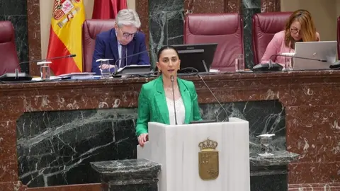 Imagen de la consejera Sara Rubira durante la comparecencia en la Asamblea Regional. (CARM)
