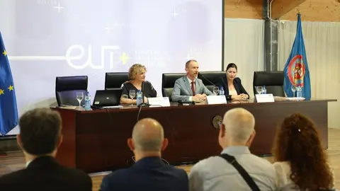Un momento del congreso 'Retos jur&iacute;dicos actuales de la generaci&oacute;n y la transferencia de conocimiento desde las universidades: Ciencia Abierta, IA y spin-offs'. (UPCT)