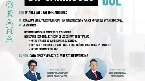 Cartel de la IV Aula Laboral DH-Garrigues. (Direcci&oacute;n Humana)