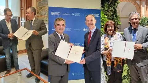 El consejero de Universidades, Juan Mar&iacute;a V&aacute;zquez, entrega el Anteproyecto de Ley de Universidades de la Regi&oacute;n de Murcia a los rectores de la UMU, la UPCT y la UCAM.&nbsp;(CARM)