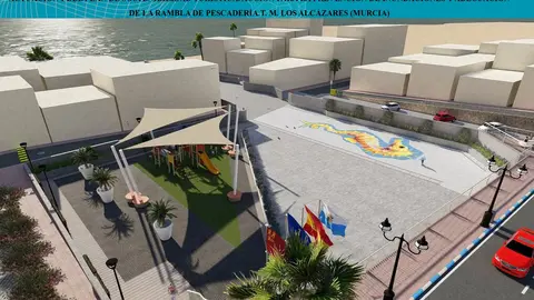 Recreaci&oacute;n de la actuaci&oacute;n en la Rambla Pescader&iacute;a de Los Alc&aacute;zares.