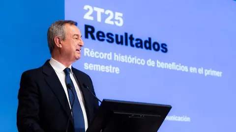 C&eacute;sar Gonz&aacute;lez-Bueno, consejero delegado de la entidad, durante la presentaci&oacute;n de los resultados y del plan estrat&eacute;gico. (Banco Sabadell)