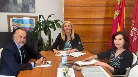 Un momento de la reuni&oacute;n entre la concejal de Empleo del consistorio murciano, Mercedes Bernab&eacute;, y el presidente de ATA Murcia, Francisco Casado. (Ayuntamiento de Murcia)