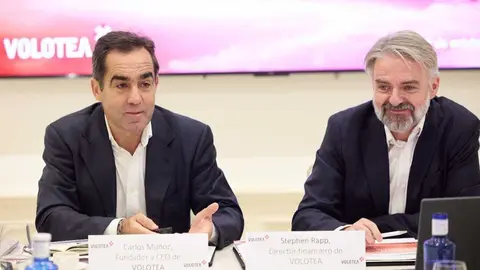 Carlos Mu&ntilde;oz anunciando las previsiones de la compa&ntilde;&iacute;a. (Volotea)