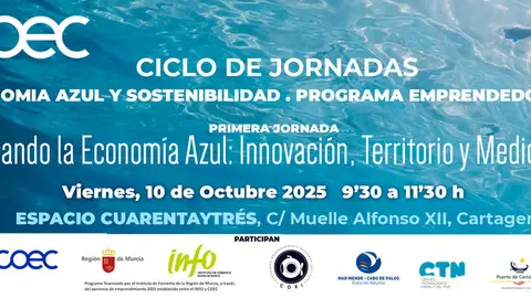 Cartel de la jornada 'Impulsando la Econom&iacute;a Azul: Innovaci&oacute;n, Territorio y Medio Marino' de COEC. (COEC)