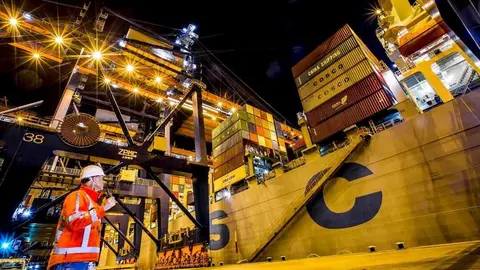 Transporte de mercanc&iacute;as en el puerto de Rotterdam. (Fecoam)