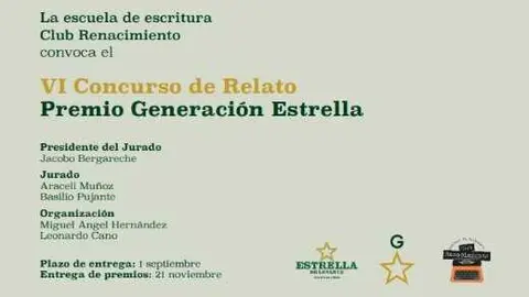 Cartel del 'VI Concurso de Relato Club Renacimiento &ndash; Premio Generaci&oacute;n Estrella 2025'. (Estrella de Levante)