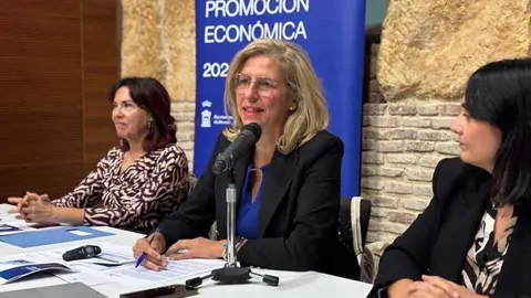 Mercedes Bernab&eacute; durante su valoraci&oacute;n de las cifras de empleo del municipio. (Ayuntamiento de Murcia)
