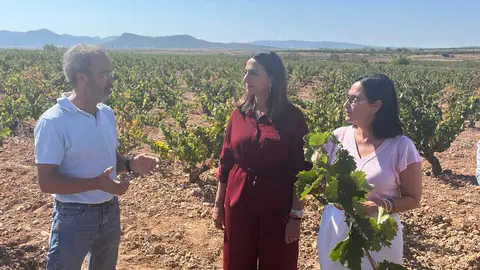 Imagen de archivo de la consejera Sara Rubira junto a la alcaldesa de Yecla, Remedios Lajara, en un vi&ntilde;edo del municipio. (CARM)