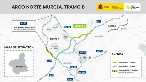 Imagen del tramo B del Arco Norte de Murcia. (Ministerio de Transportes)