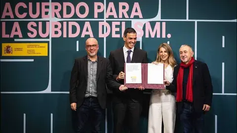 Firma del acuerdo para la subida del SMI en 2026. (Ministerio de Trabajo/X)
