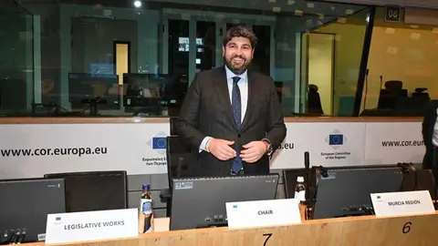 L&oacute;pez Miras, durante la tercera reuni&oacute;n del Grupo de Trabajo sobre Defensa del Comit&eacute; de las Regiones, que se celebr&oacute; ayer en Bruselas. (CARM)