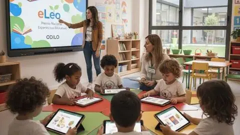 Imagen ilustrativa del uso de eLeo en un aula. (Odilo)