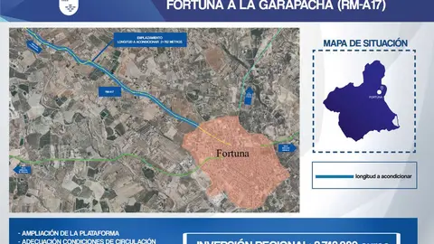 Panel licitaci&oacute;n carretera Fortuna. (CARM)