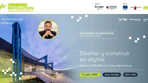 Cartel de la quinta jornada del Building Revolution, que se celebrar&aacute; en la sede de Tuflesa con To&ntilde;o Santa-Cruz. (Frecom)