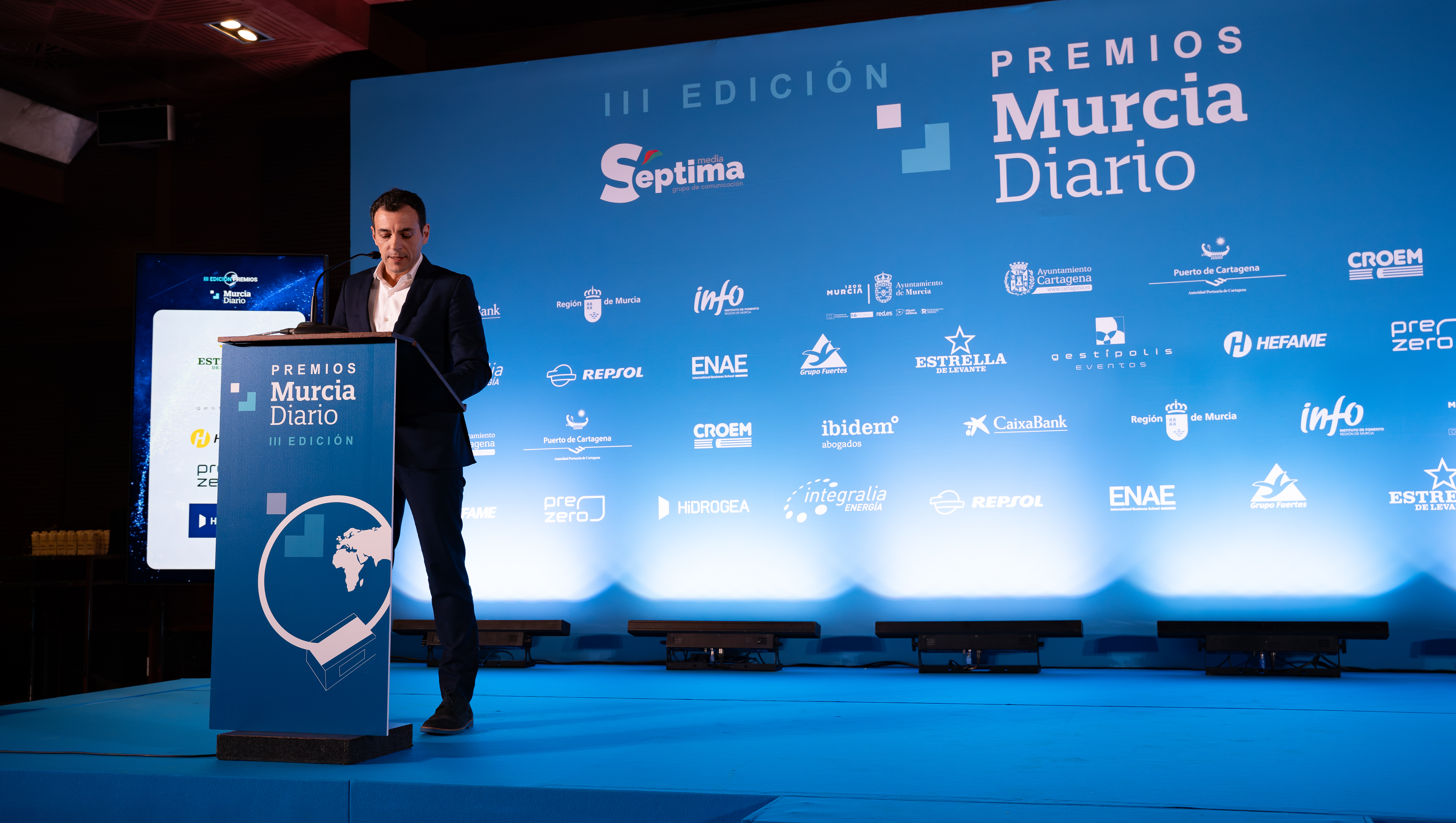 El CEO y fundador de Naturbec, Ramón Alcaraz Mulero, durante su intervención tras hacerse con el Premio MD a la Innovación.