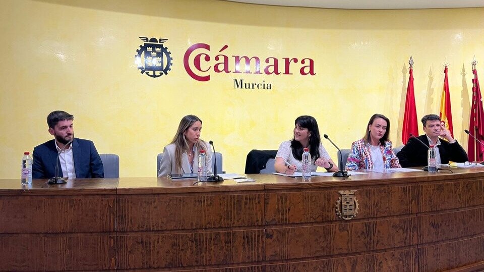 Primera mesa redonda de la jornada de la UMHC en la Cámara de Murcia. (UMHC)