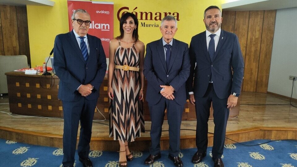 Imagen de familia durante la Junta General de Aválam en la Cámara de Comercio de Murcia. (Aválam)