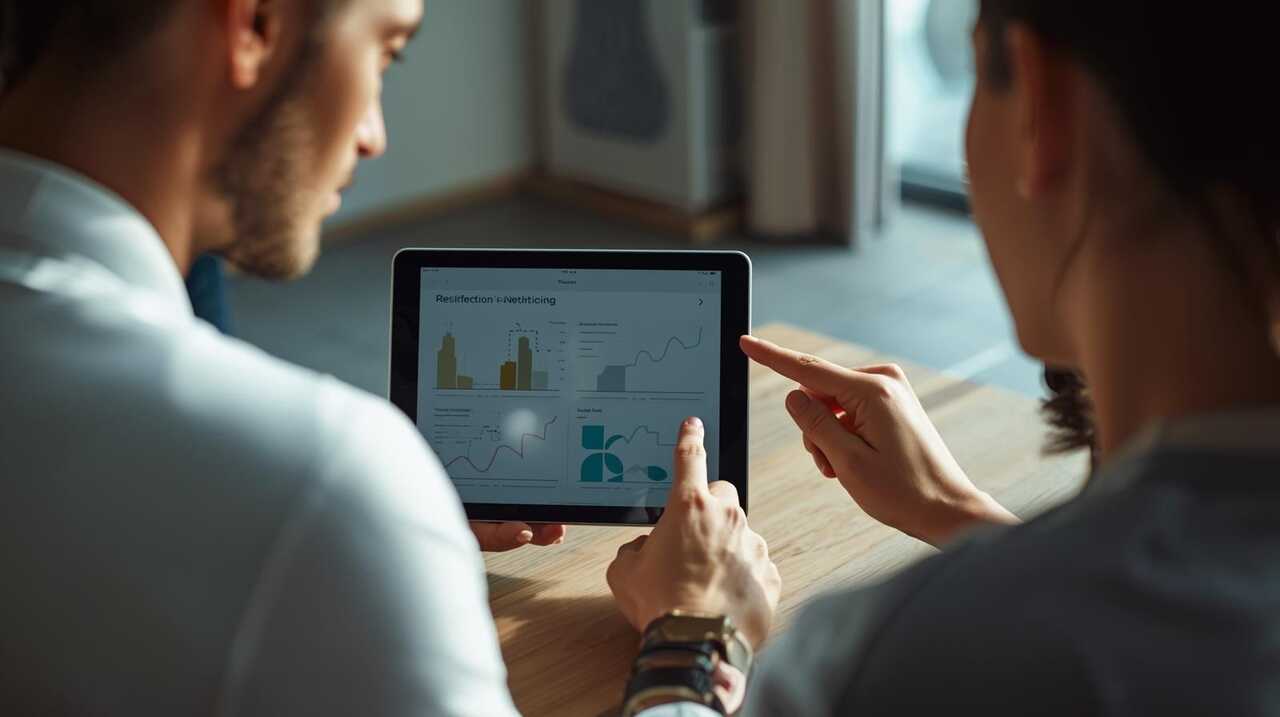 Profesional de nutrición revisando un plan personalizado con una persona en un entorno sanitario moderno