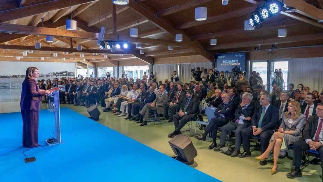 Intervención de la alcaldesa de Cartagena, Noelia Arroyo, en el acto de puesta en marcha del Plan Industrial de la Región de Murcia 2026-2035. (Ayuntamiento de Cartagena/Felipe G. Pagán)
